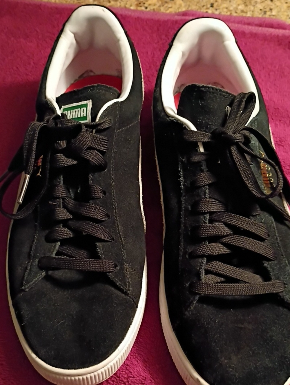Puma Men’s Black Suede Sneakers with White Trim, Size 11